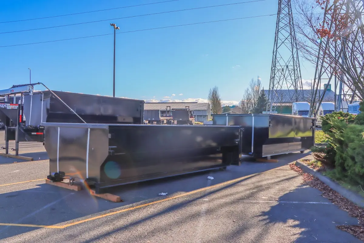 Roll-off dumpster ready for waste disposal at job site for Construction Dumpster Rental in San Mateo